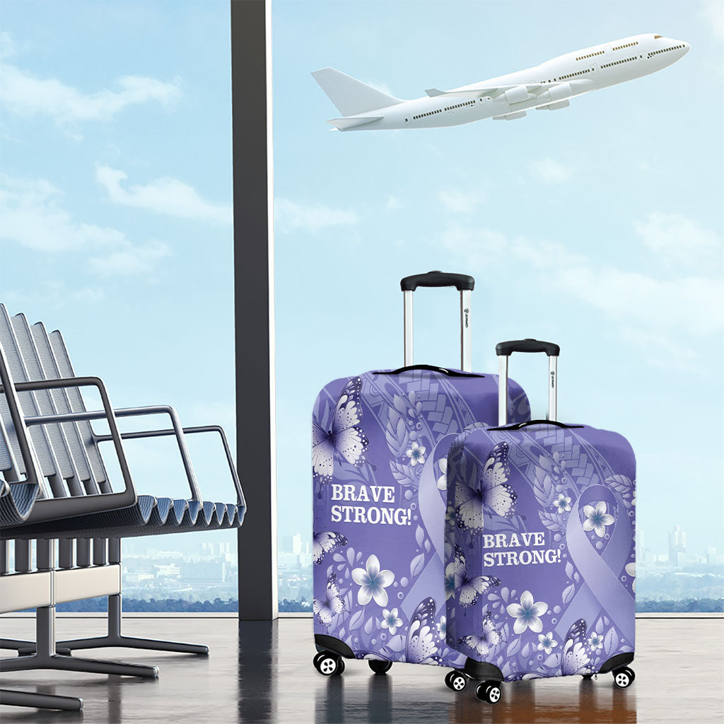 Polynesia Stomach Cancer Support Luggage Cover Periwinkle Ribbon Brave Strong