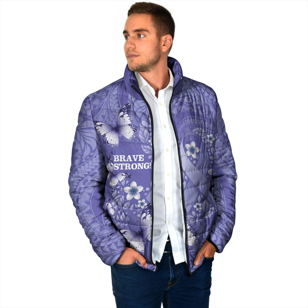 Polynesia Stomach Cancer Support Padded Jacket Periwinkle Ribbon Brave Strong