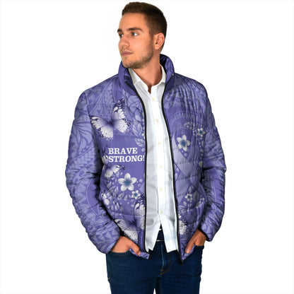 Polynesia Stomach Cancer Support Padded Jacket Periwinkle Ribbon Brave Strong