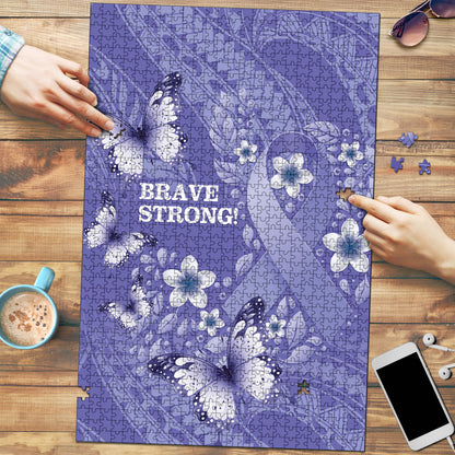 Polynesia Stomach Cancer Support Puzzle Periwinkle Ribbon Brave Strong