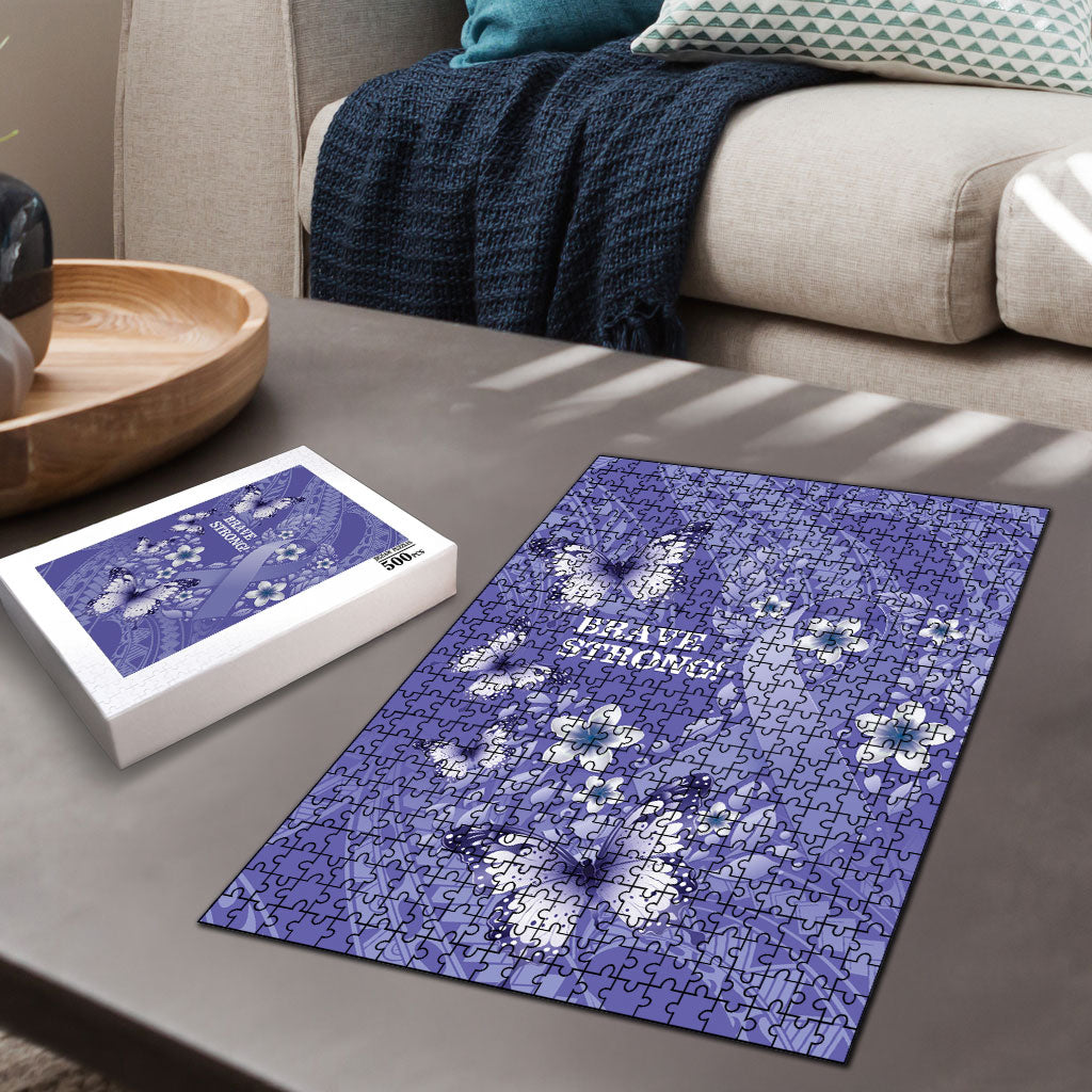Polynesia Stomach Cancer Support Puzzle Periwinkle Ribbon Brave Strong