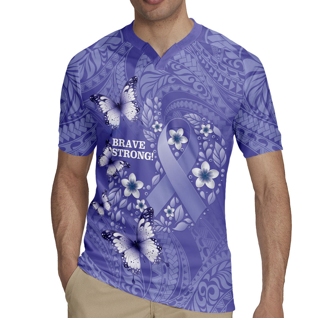 Polynesia Stomach Cancer Support Rugby Jersey Periwinkle Ribbon Brave Strong
