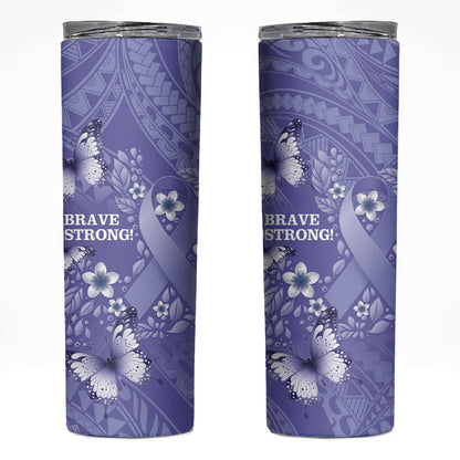 Polynesia Stomach Cancer Support Skinny Tumbler Periwinkle Ribbon Brave Strong