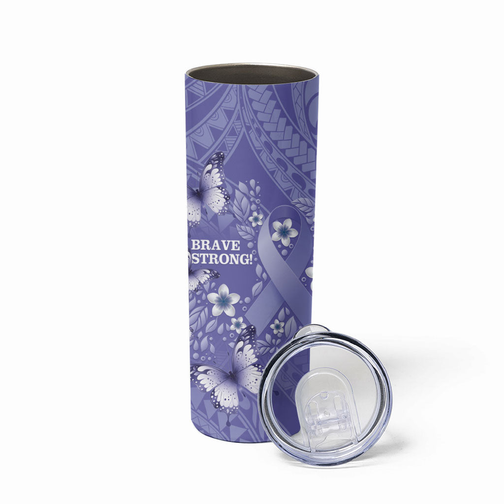 Polynesia Stomach Cancer Support Skinny Tumbler Periwinkle Ribbon Brave Strong