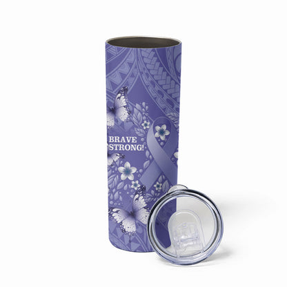 Polynesia Stomach Cancer Support Skinny Tumbler Periwinkle Ribbon Brave Strong