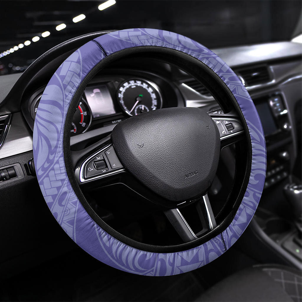 Polynesia Stomach Cancer Support Steering Wheel Cover Periwinkle Ribbon Brave Strong