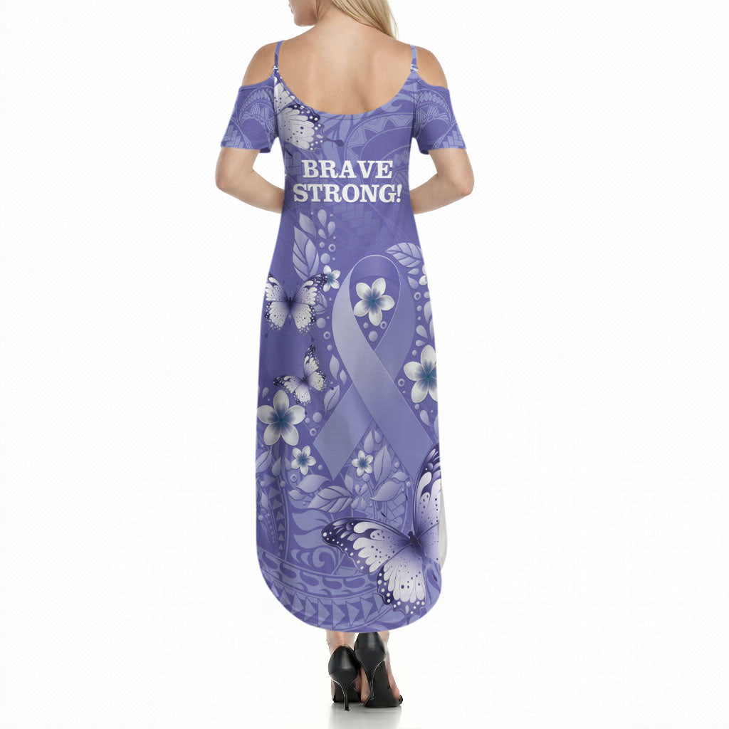 Polynesia Stomach Cancer Support Summer Maxi Dress Periwinkle Ribbon Brave Strong