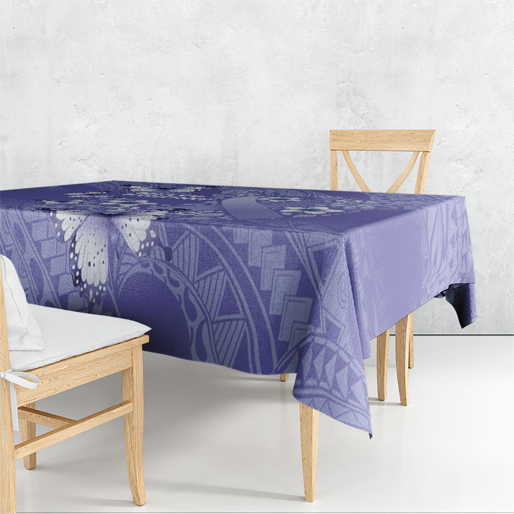 Polynesia Stomach Cancer Support Tablecloth Periwinkle Ribbon Brave Strong