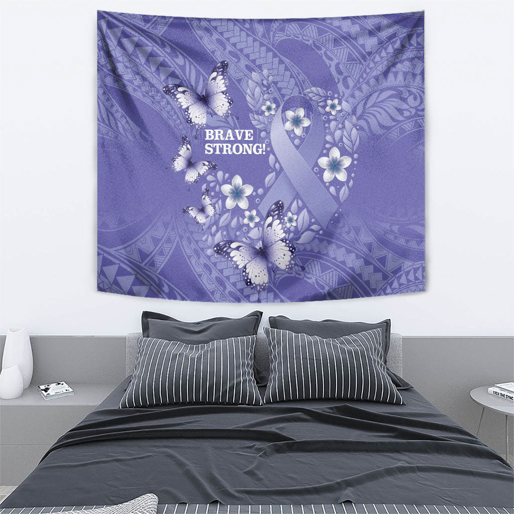 Polynesia Stomach Cancer Support Tapestry Periwinkle Ribbon Brave Strong