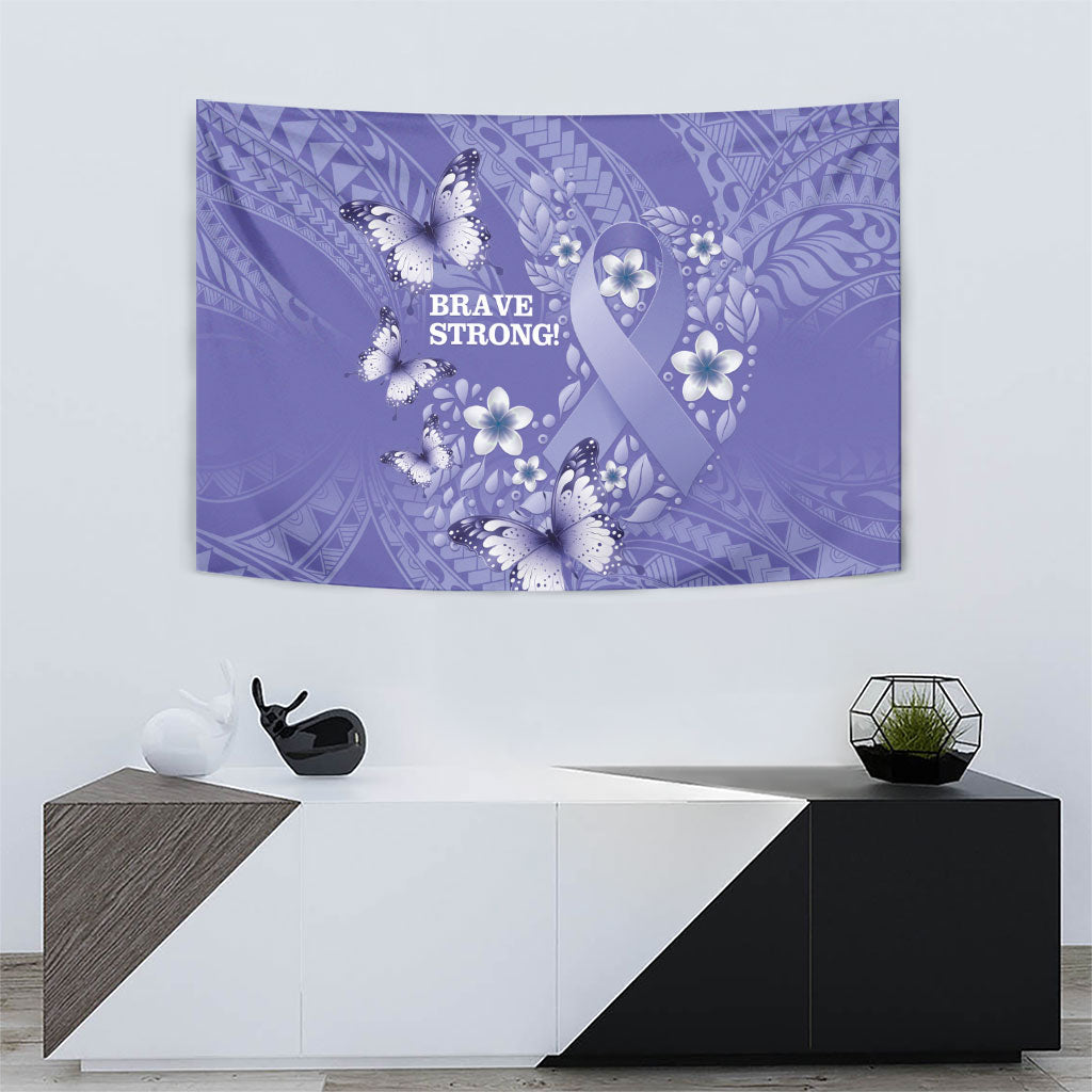 Polynesia Stomach Cancer Support Tapestry Periwinkle Ribbon Brave Strong