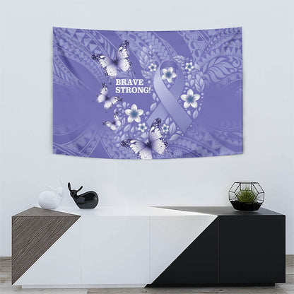 Polynesia Stomach Cancer Support Tapestry Periwinkle Ribbon Brave Strong