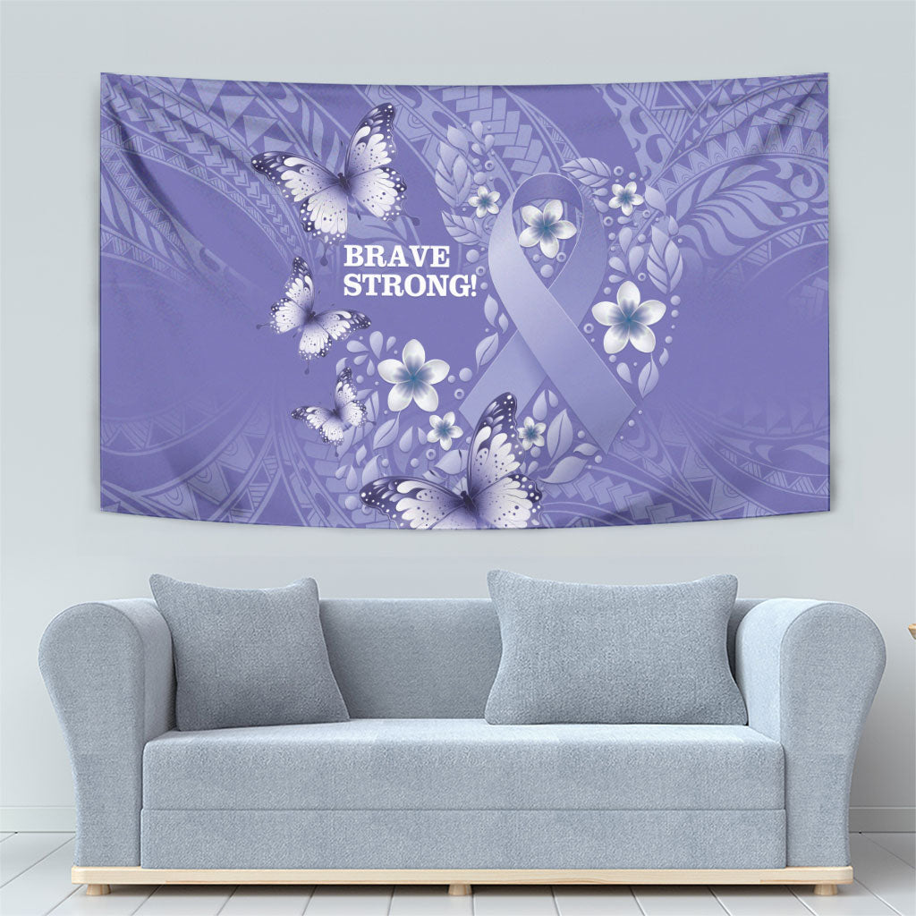 Polynesia Stomach Cancer Support Tapestry Periwinkle Ribbon Brave Strong
