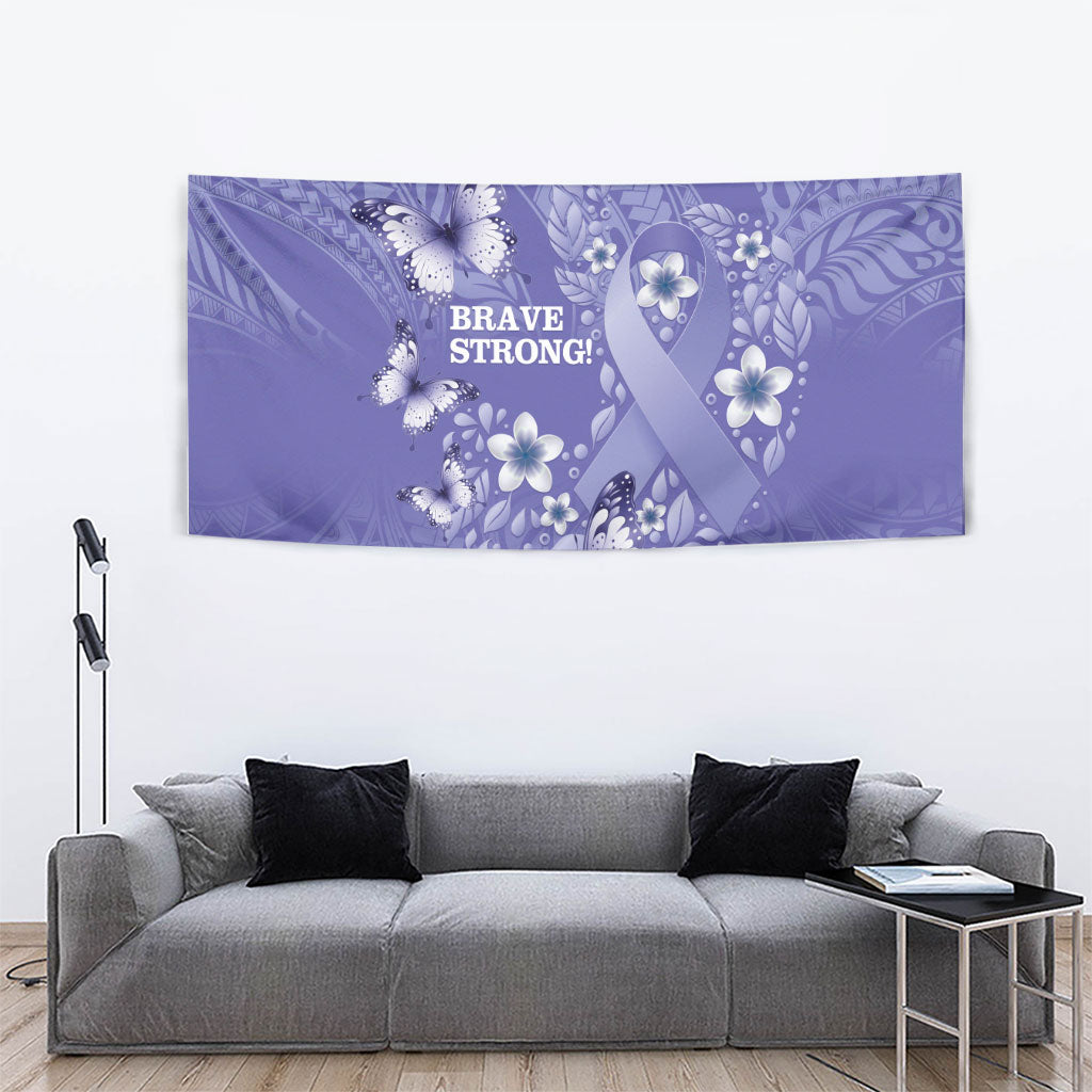 Polynesia Stomach Cancer Support Tapestry Periwinkle Ribbon Brave Strong