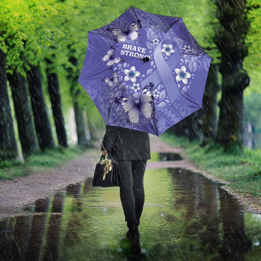 Polynesia Stomach Cancer Support Umbrella Periwinkle Ribbon Brave Strong