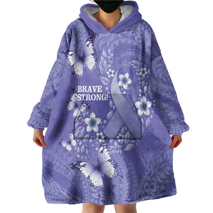 Polynesia Stomach Cancer Support Wearable Blanket Hoodie Periwinkle Ribbon Brave Strong