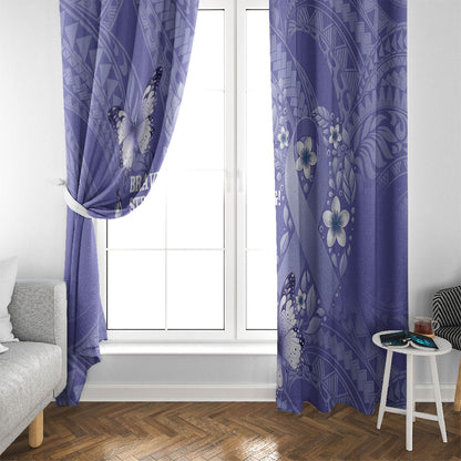 Polynesia Stomach Cancer Support Window Curtain Periwinkle Ribbon Brave Strong