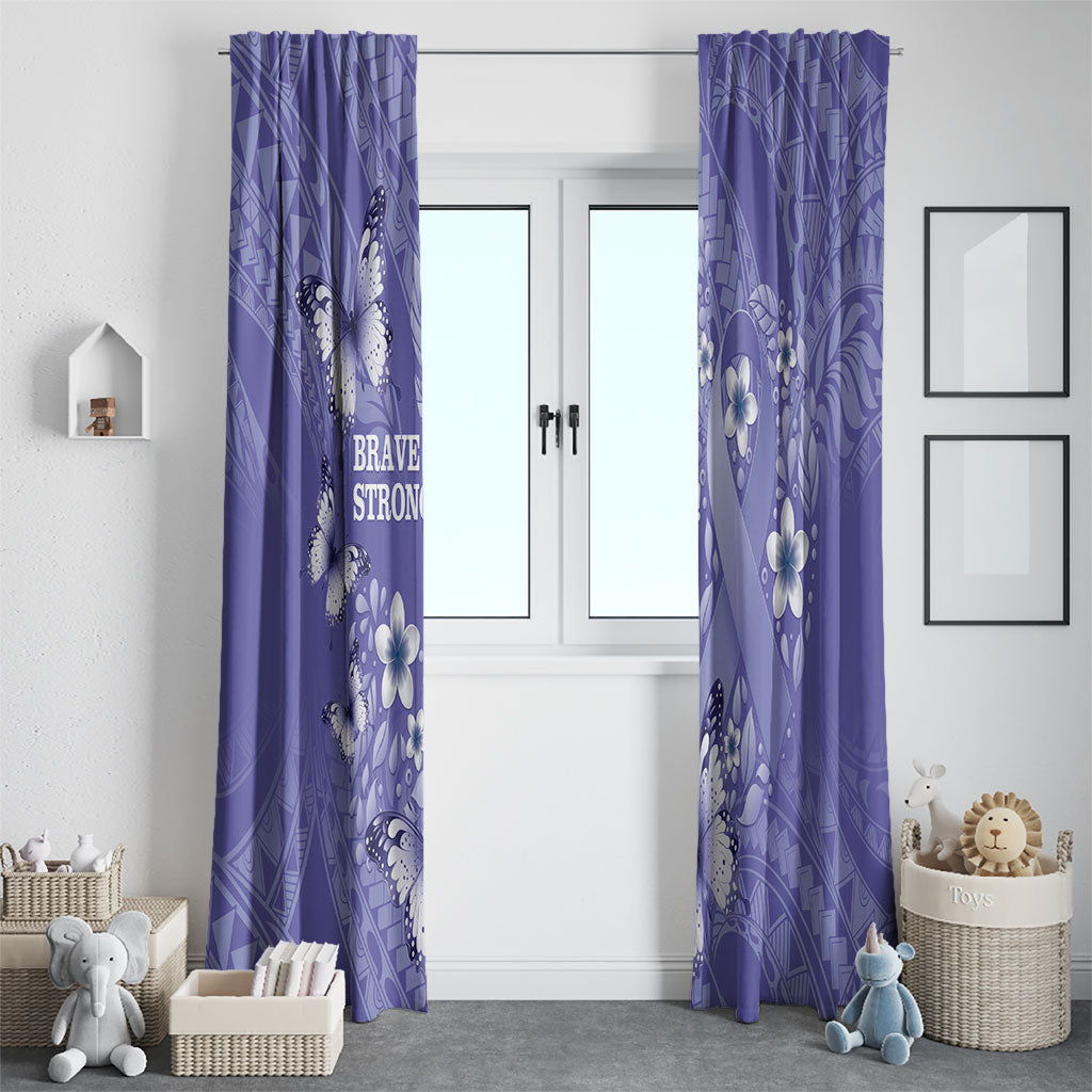 Polynesia Stomach Cancer Support Window Curtain Periwinkle Ribbon Brave Strong