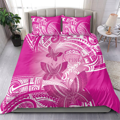 Polynesia Breast Cancer Support Bedding Set Think Pink Ribbon Polynesian Butterflies