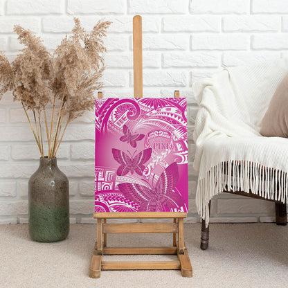 Polynesia Breast Cancer Support Canvas Wall Art Think Pink Ribbon Polynesian Butterflies