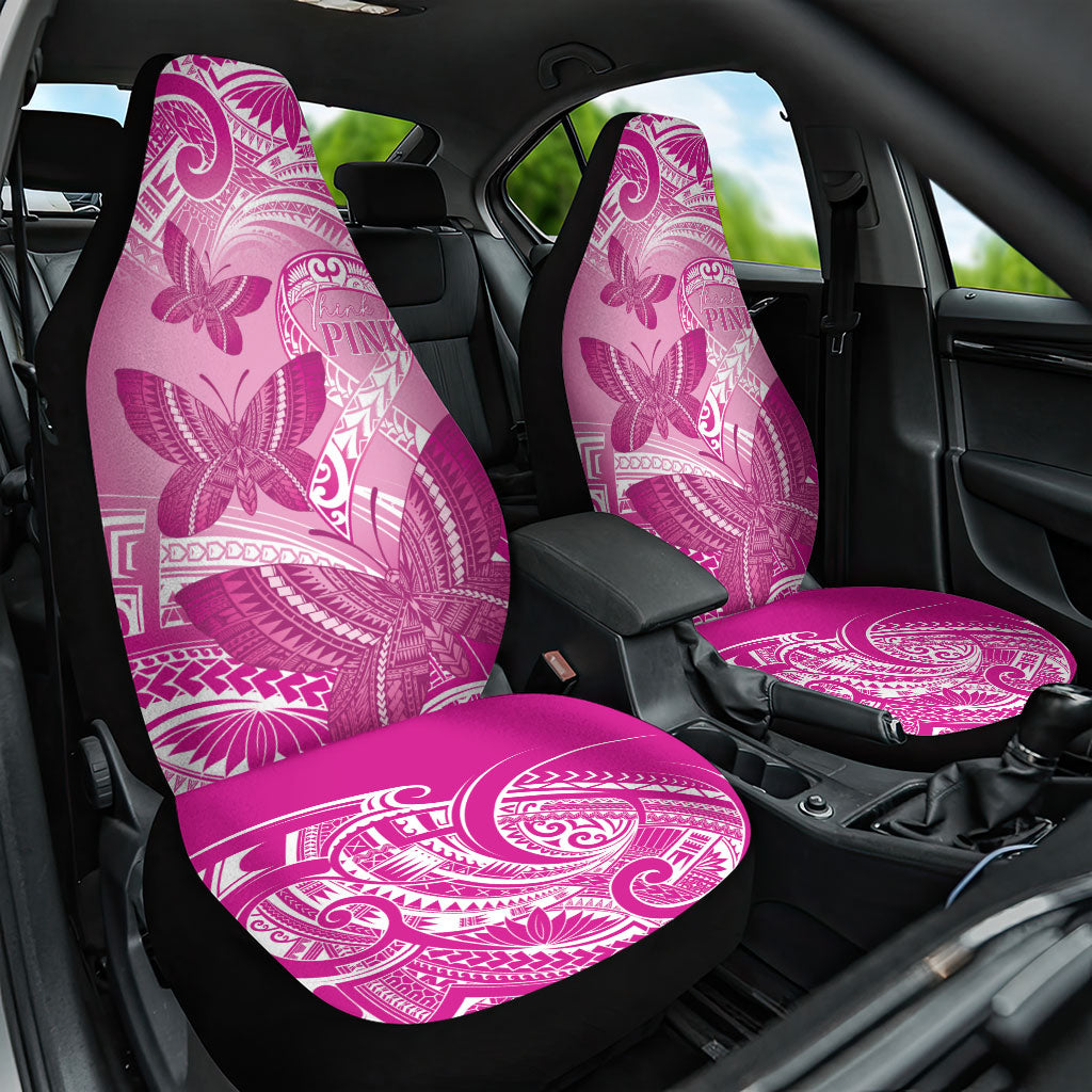Polynesia Breast Cancer Support Car Seat Cover Think Pink Ribbon Polynesian Butterflies