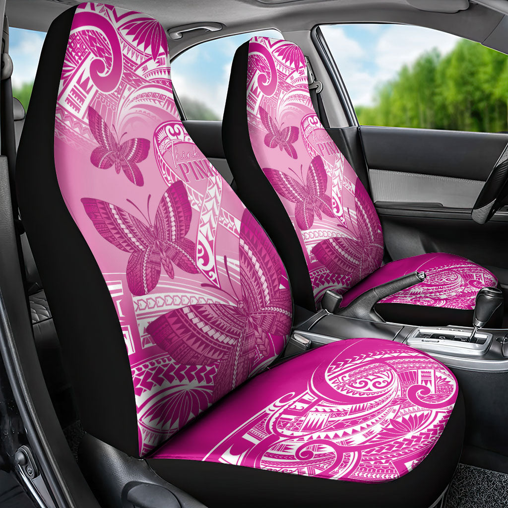 Polynesia Breast Cancer Support Car Seat Cover Think Pink Ribbon Polynesian Butterflies