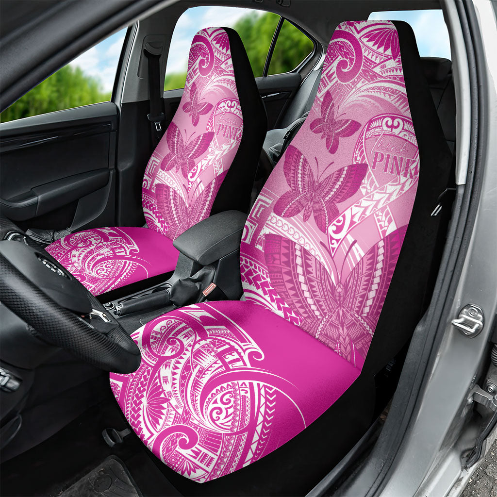 Polynesia Breast Cancer Support Car Seat Cover Think Pink Ribbon Polynesian Butterflies