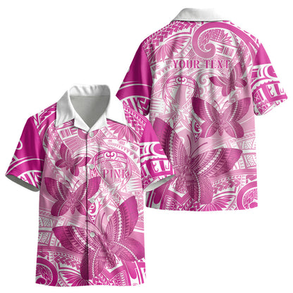 Personalised Polynesia Breast Cancer Support Kid Hawaiian Shirt Think Pink Ribbon Polynesian Butterflies