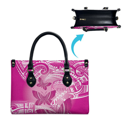 Polynesia Breast Cancer Support Leather Bag Think Pink Ribbon Polynesian Butterflies