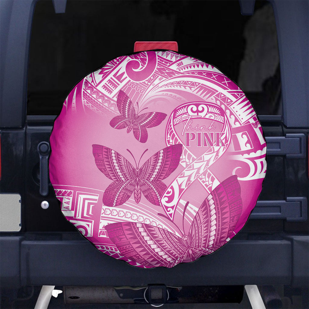 Polynesia Breast Cancer Support Spare Tire Cover Think Pink Ribbon Polynesian Butterflies