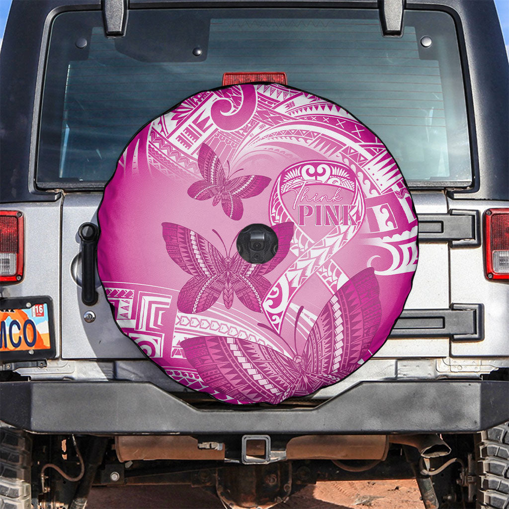 Polynesia Breast Cancer Support Spare Tire Cover Think Pink Ribbon Polynesian Butterflies