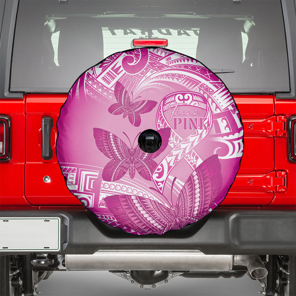 Polynesia Breast Cancer Support Spare Tire Cover Think Pink Ribbon Polynesian Butterflies