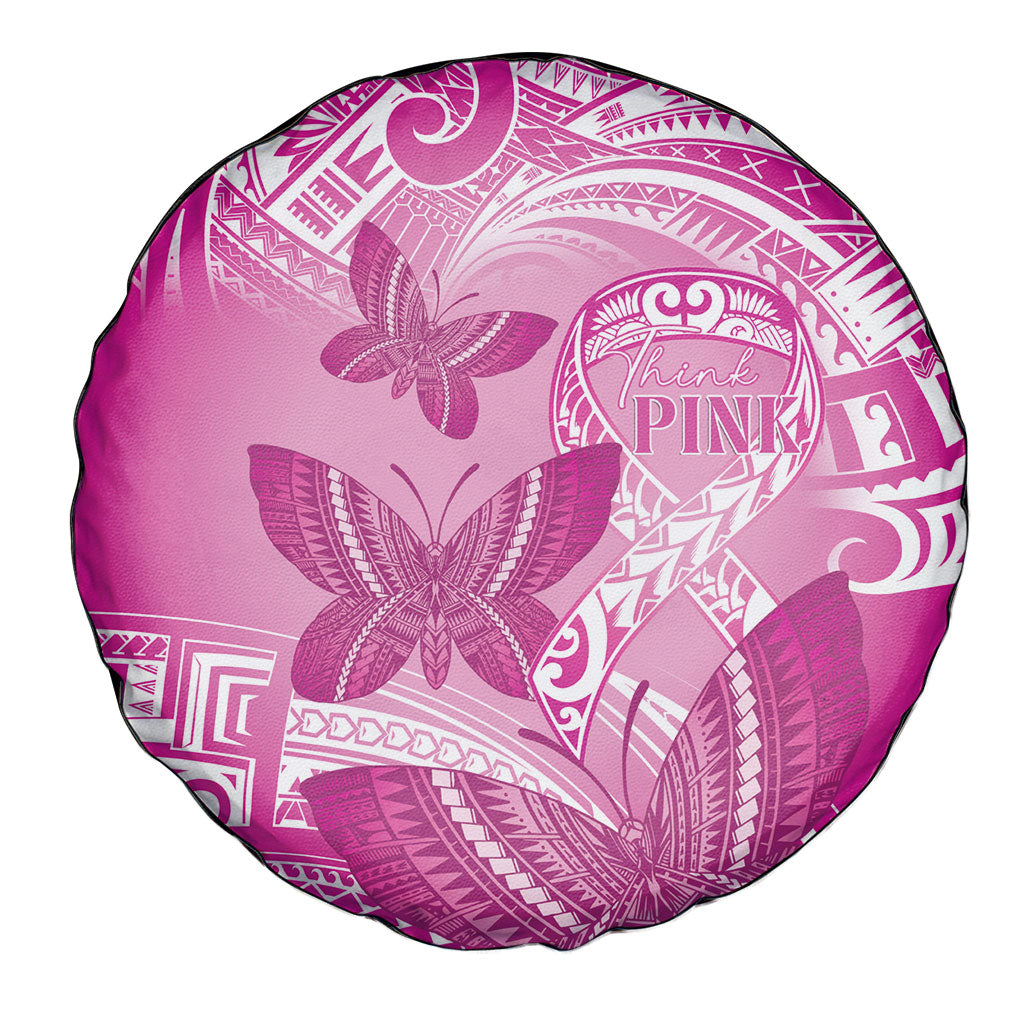 Polynesia Breast Cancer Support Spare Tire Cover Think Pink Ribbon Polynesian Butterflies