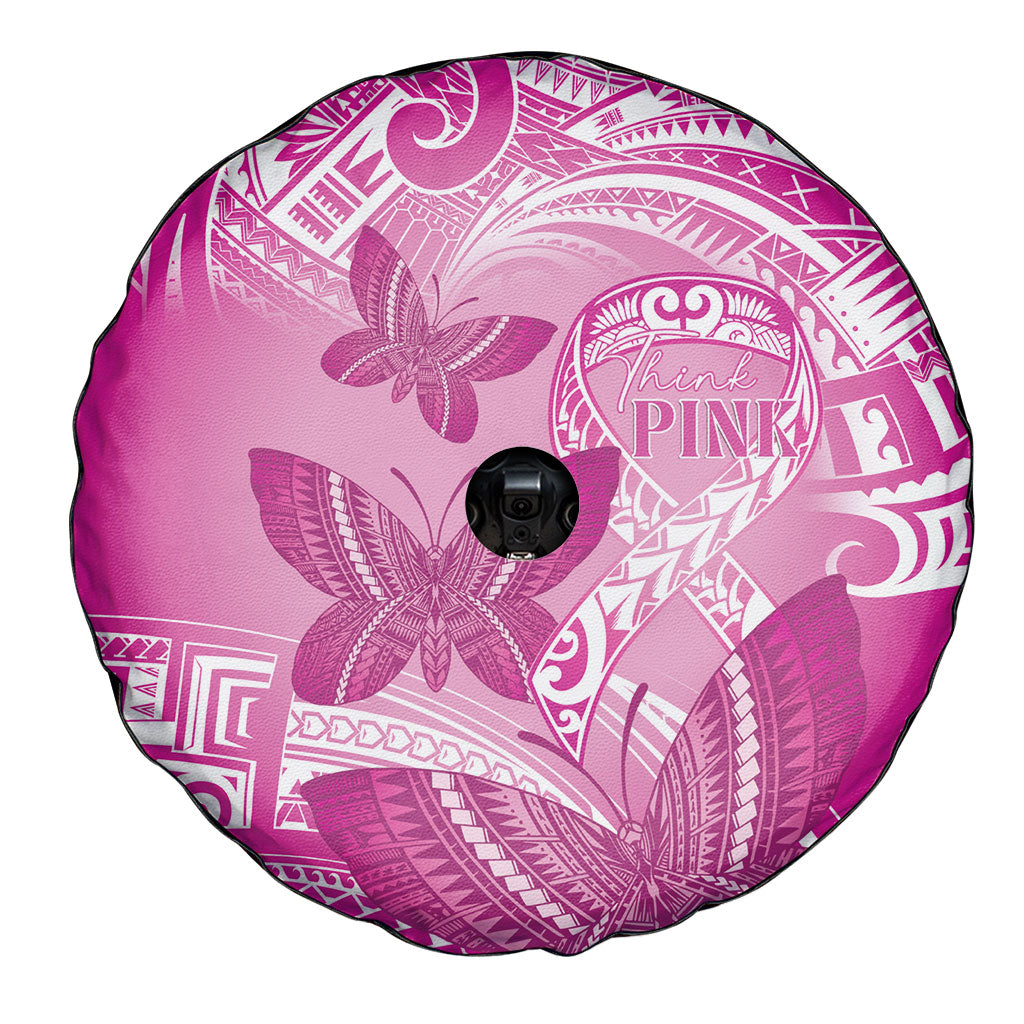 Polynesia Breast Cancer Support Spare Tire Cover Think Pink Ribbon Polynesian Butterflies