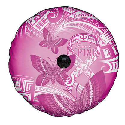 Polynesia Breast Cancer Support Spare Tire Cover Think Pink Ribbon Polynesian Butterflies