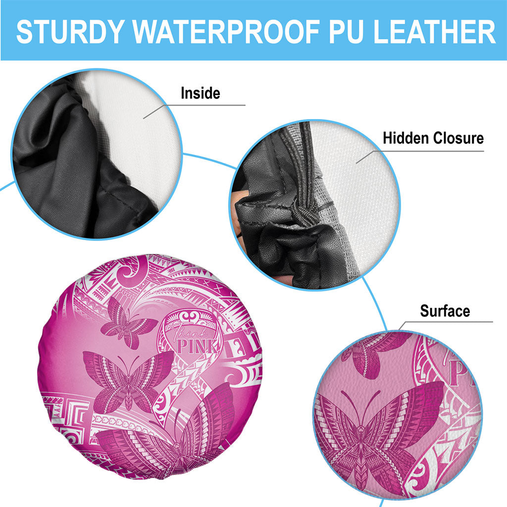 Polynesia Breast Cancer Support Spare Tire Cover Think Pink Ribbon Polynesian Butterflies