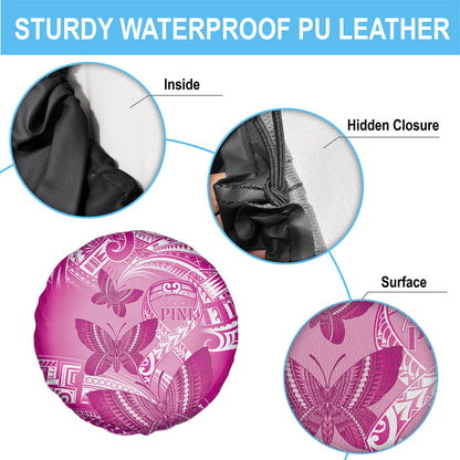 Polynesia Breast Cancer Support Spare Tire Cover Think Pink Ribbon Polynesian Butterflies