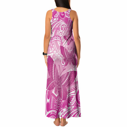 Personalised Polynesia Breast Cancer Support Tank Maxi Dress Think Pink Ribbon Polynesian Butterflies