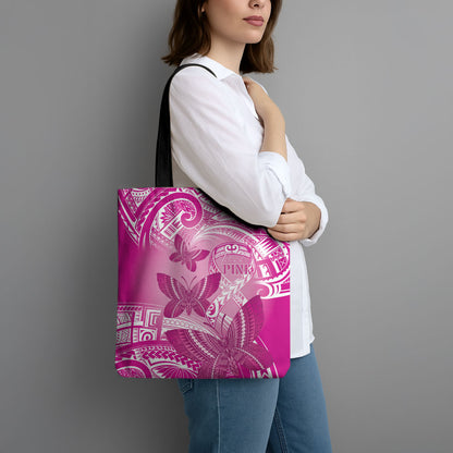 Polynesia Breast Cancer Support Tote Bag Think Pink Ribbon Polynesian Butterflies