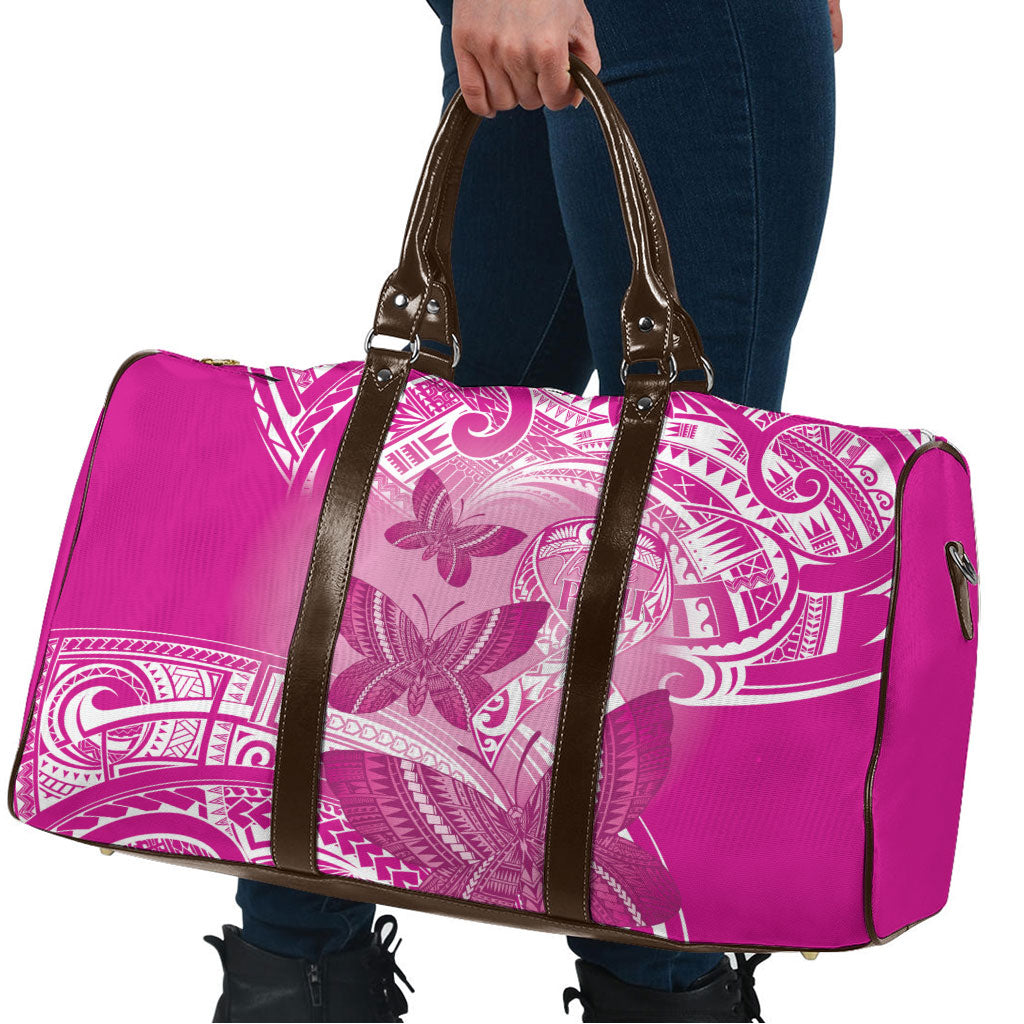 Polynesia Breast Cancer Support Travel Bag Think Pink Ribbon Polynesian Butterflies