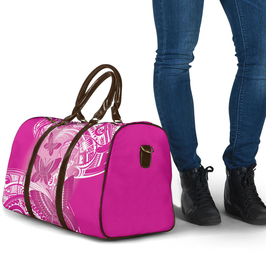 Polynesia Breast Cancer Support Travel Bag Think Pink Ribbon Polynesian Butterflies