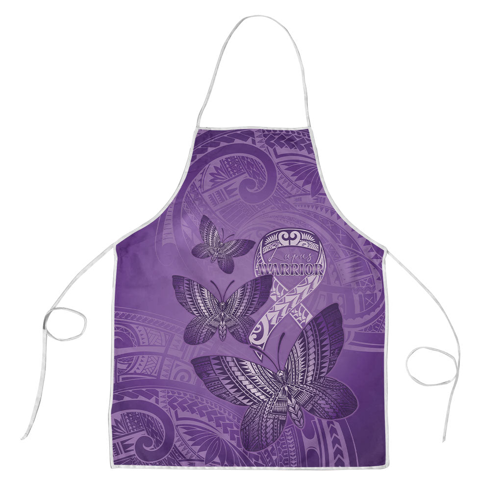 Polynesia Lupus Support Month Apron Warrior Purple Ribbon Polynesian Butterflies