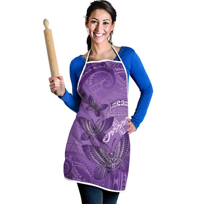 Polynesia Lupus Support Month Apron Warrior Purple Ribbon Polynesian Butterflies