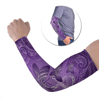 Personalised Polynesia Lupus Support Month Arm Sleeves Warrior Purple Ribbon Polynesian Butterflies