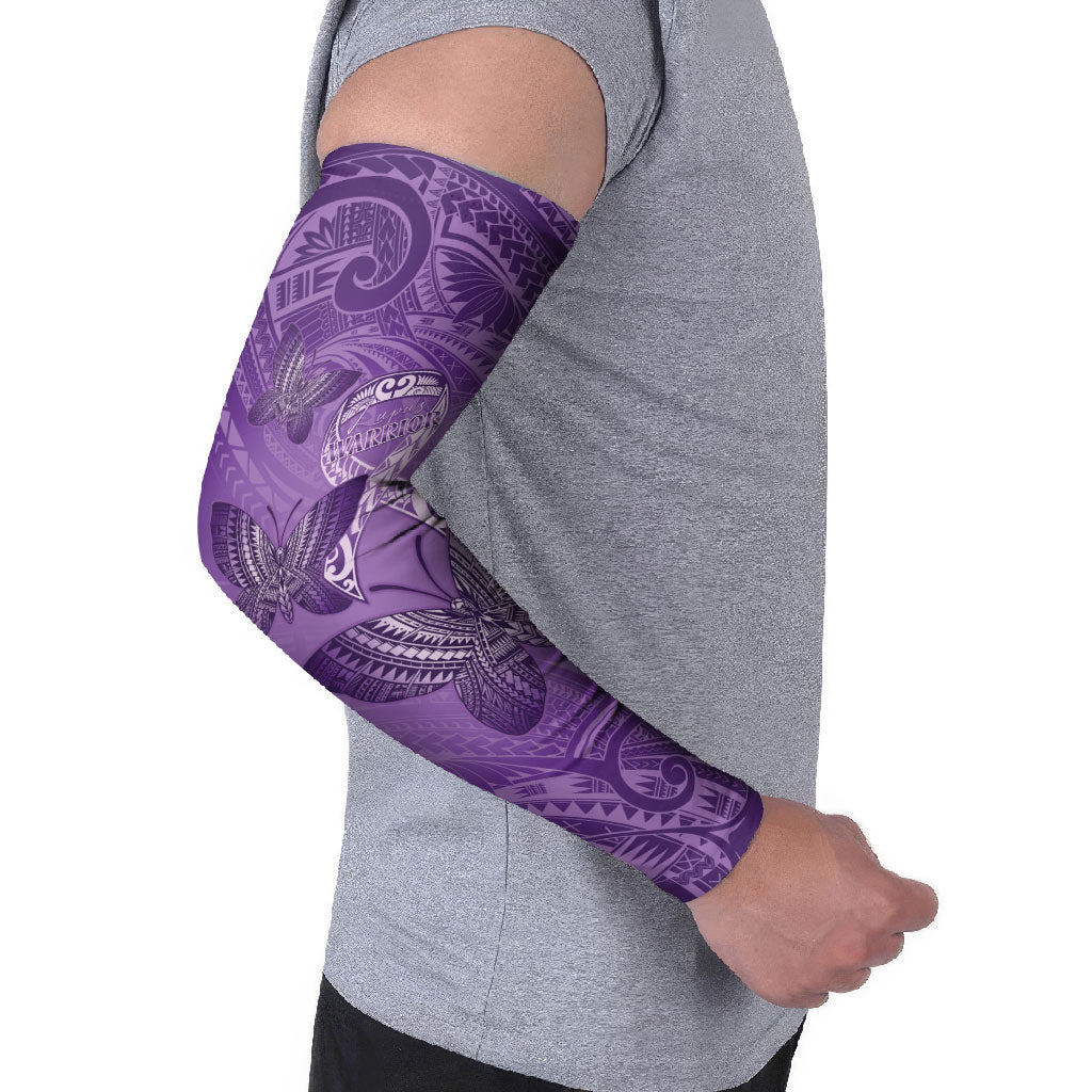 Personalised Polynesia Lupus Support Month Arm Sleeves Warrior Purple Ribbon Polynesian Butterflies