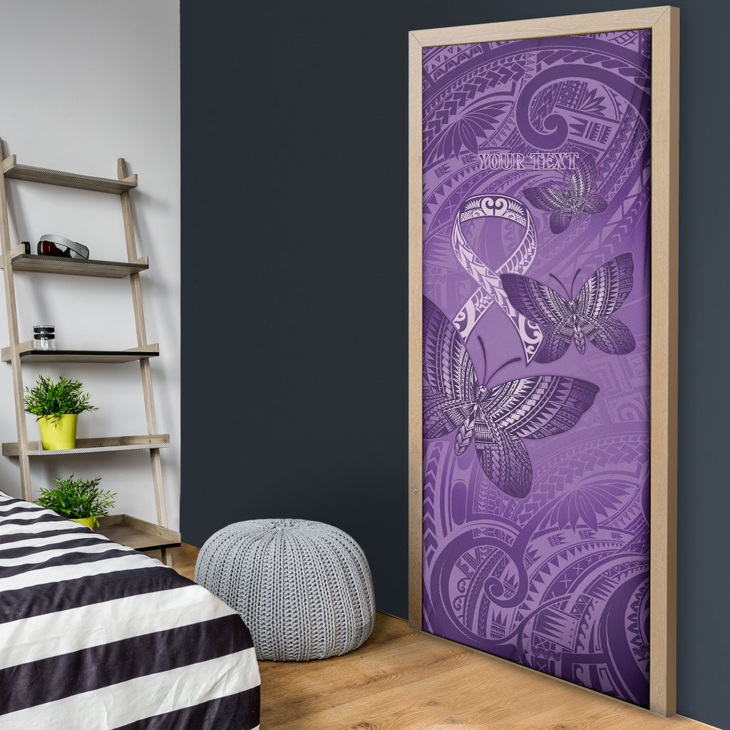 Personalised Polynesia Lupus Support Month Door Cover Warrior Purple Ribbon Polynesian Butterflies