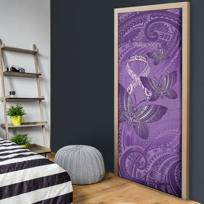 Personalised Polynesia Lupus Support Month Door Cover Warrior Purple Ribbon Polynesian Butterflies