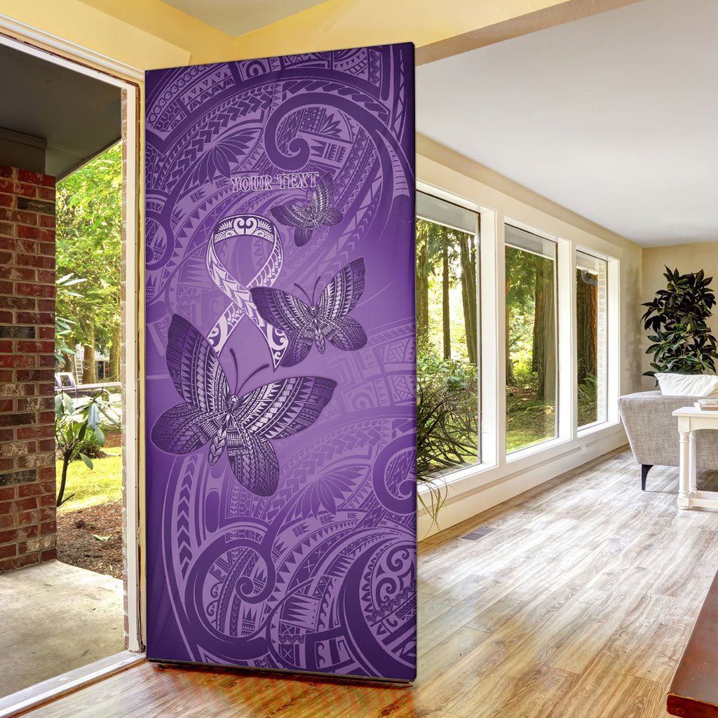 Personalised Polynesia Lupus Support Month Door Cover Warrior Purple Ribbon Polynesian Butterflies