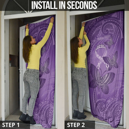 Personalised Polynesia Lupus Support Month Door Cover Warrior Purple Ribbon Polynesian Butterflies