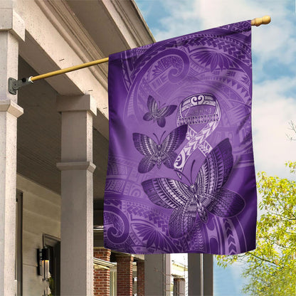 Polynesia Lupus Support Month Garden Flag Warrior Purple Ribbon Polynesian Butterflies