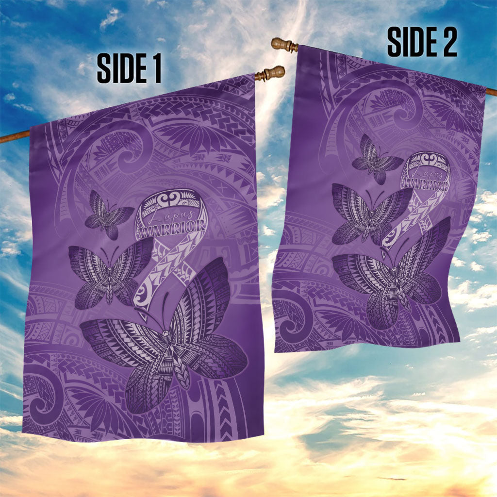 Polynesia Lupus Support Month Garden Flag Warrior Purple Ribbon Polynesian Butterflies
